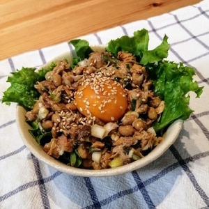 サバ缶と納豆の激ウマ丼♫